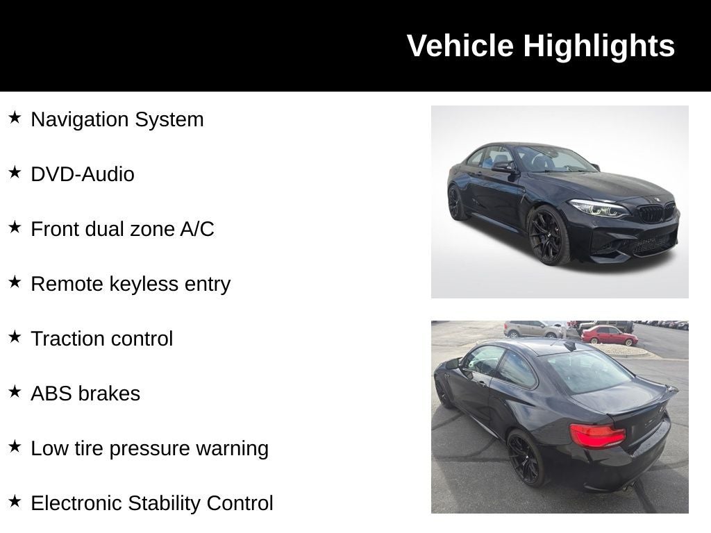 2018 BMW M2 Coupe + Moonroof + Heated Front Seats + Heated Steering