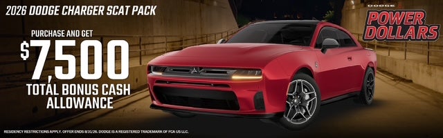 $7500 bonus cash allowance on Dodge Charger Scat Pack