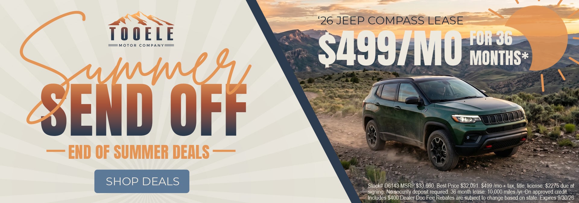 Summer Send Off Deals on Jeep Compass at Tooele CDJR